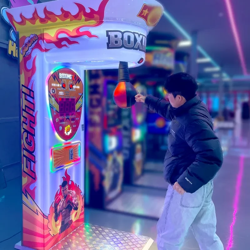 Commercial boxing arcade punching bag machine for bars and entertainment centers