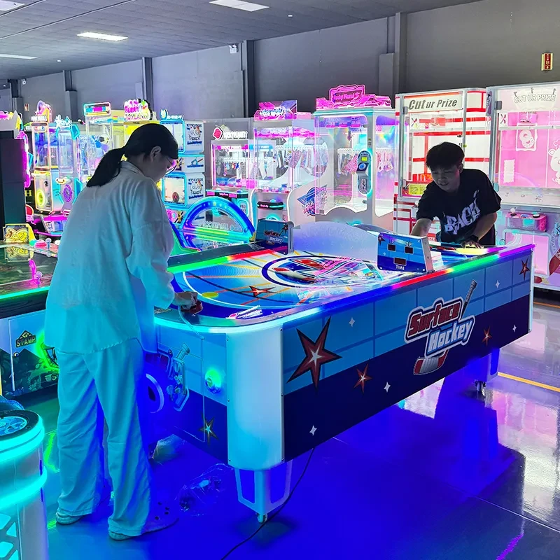 Commercial air hockey table arcade machine for family entertainment centers and arcades