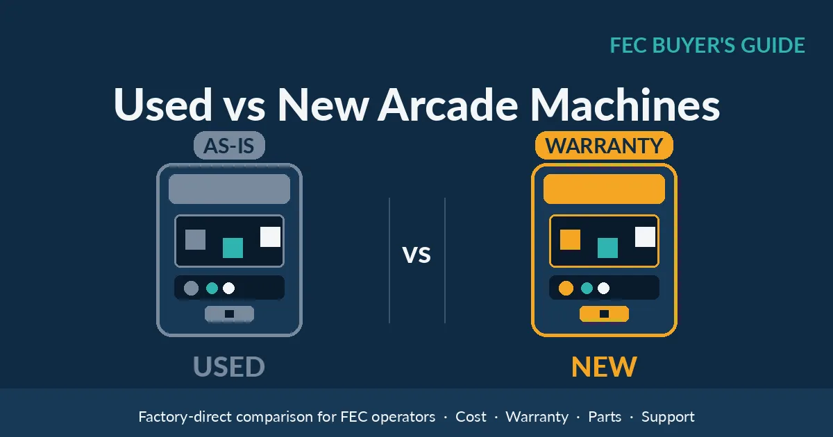 Used vs new arcade machines compared for FEC buyers across cost, warranty and parts