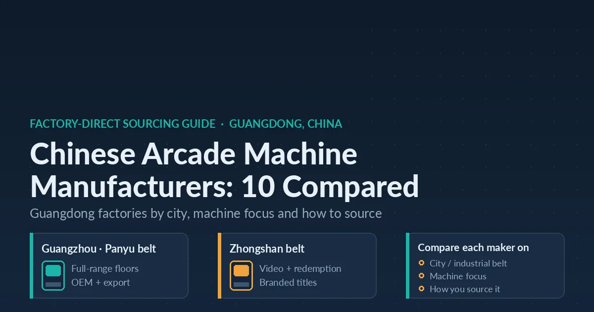 Chinese arcade machine manufacturers compared — a factory-direct map of Guangdong arcade factories by city, machine focus and how to source