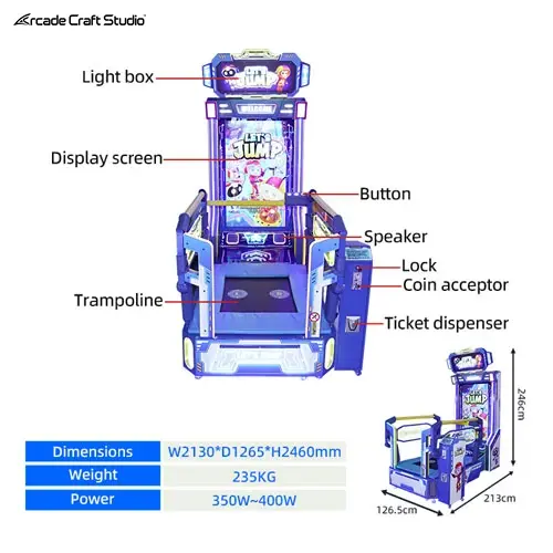 Let's Jump Kids Trampoline Jump Arcade Coin Operated Video Games