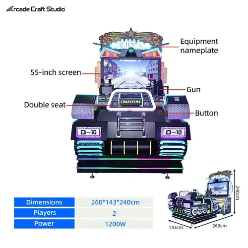 Crazy Tank 2 Players Tank Arcade Shooting Arcade Game Machine