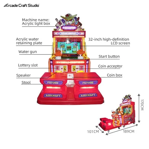 2 Players Future Aircraft Water Shooting Arcade Game Machine