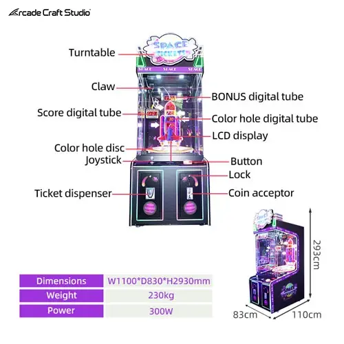 Space Tickets Redemption Arcade Ticket Claw Machine