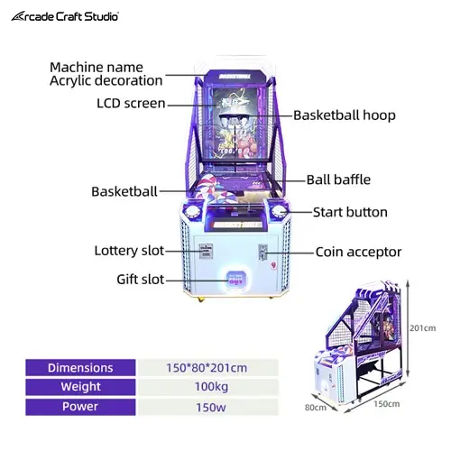 Surprise Coin Operated Basketball Machine With LCD Screen