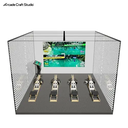 4 Players Projected Interactive AR Rowing Simulator