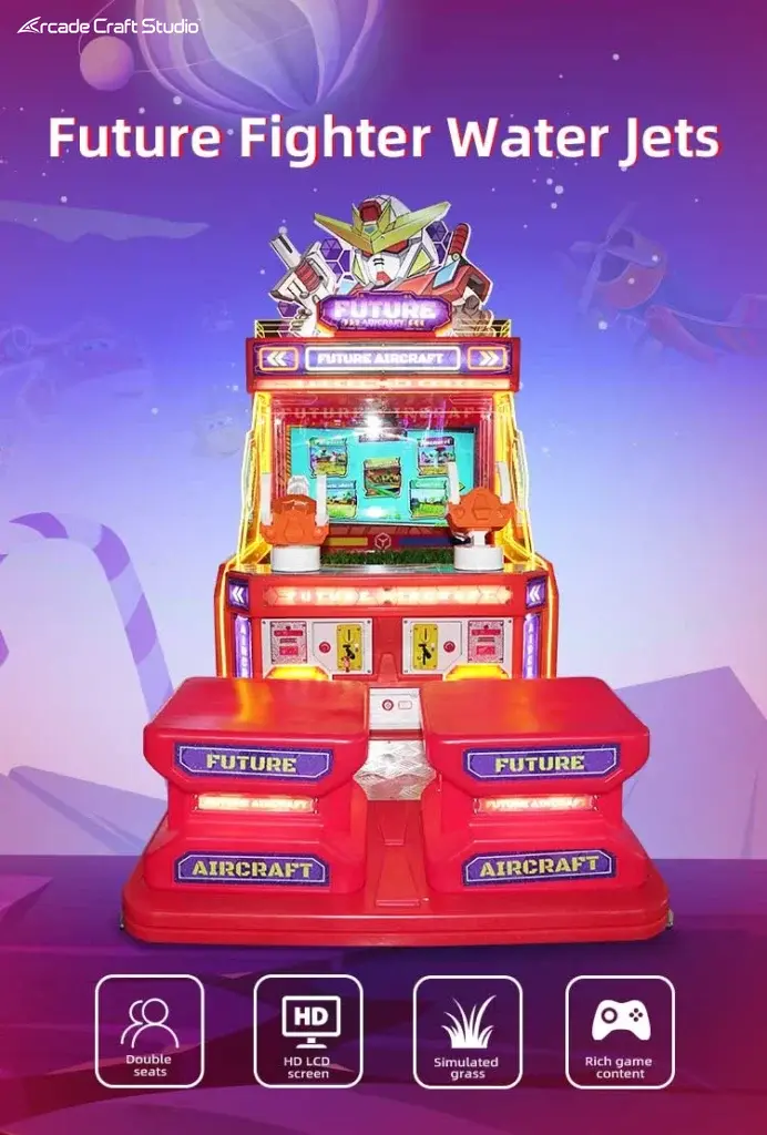 2 Players Future Aircraft Water Shooting Arcade Game Machine