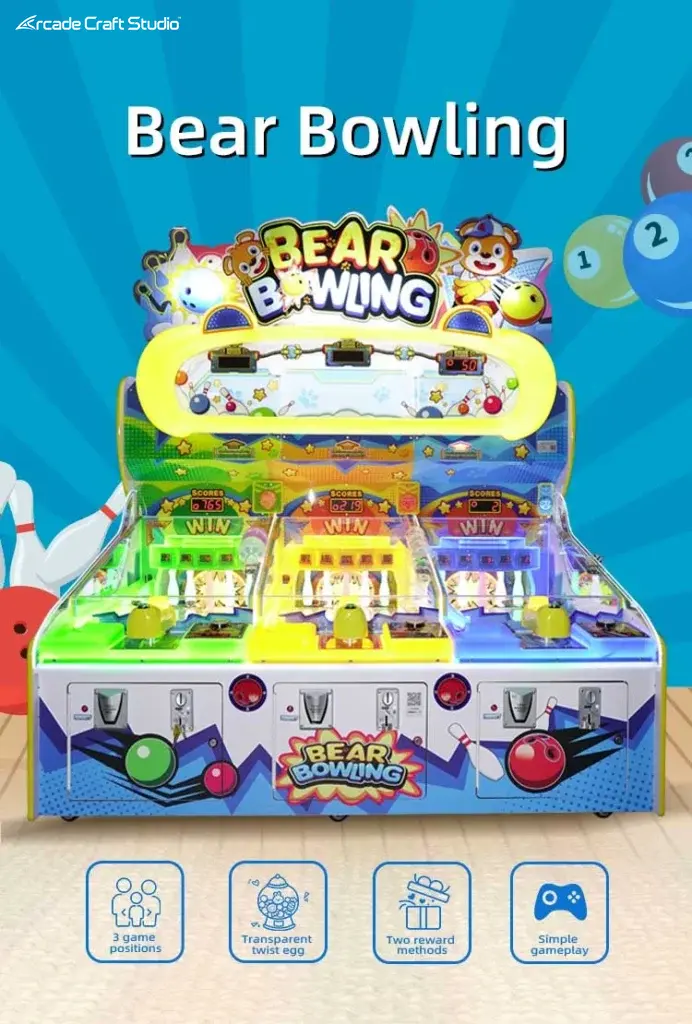 Bear Bowling Kids Arcade Bowling Pinball Machine
