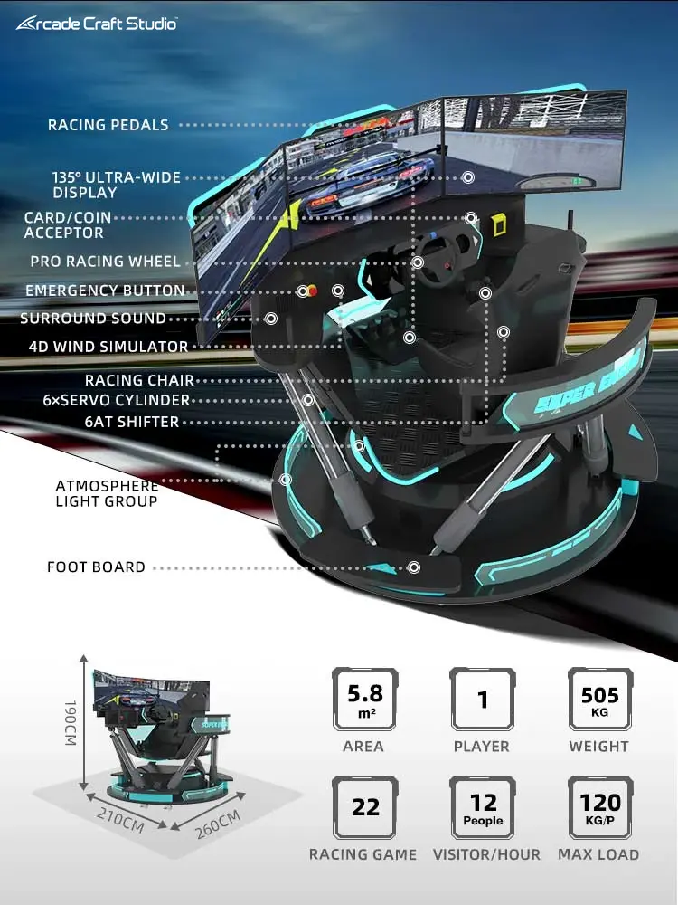Super Engine 6dof Racing Simulator With 3 Screen