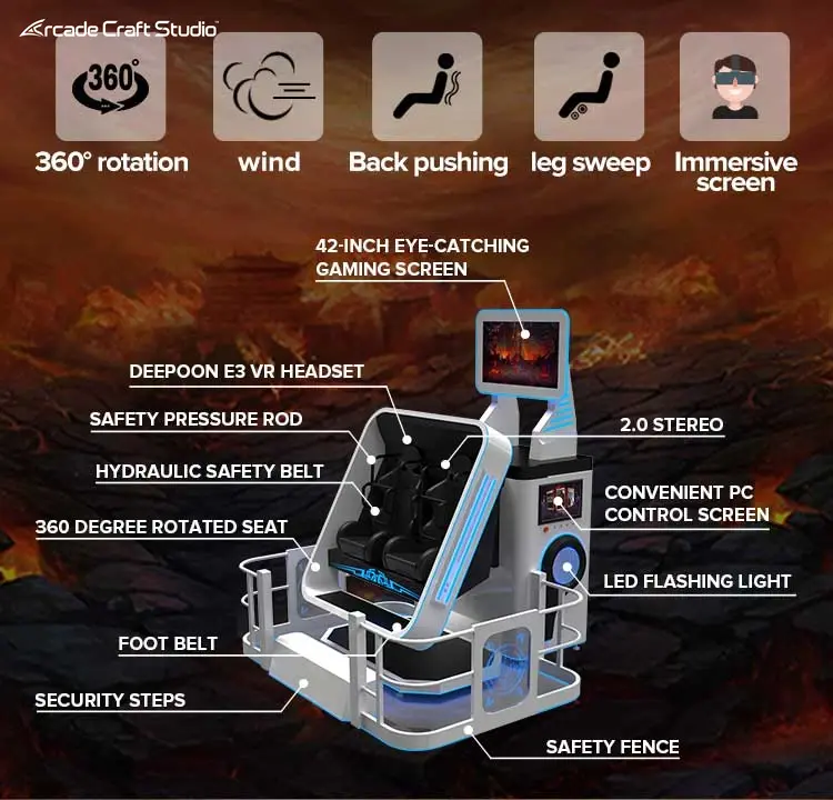 2 Players VR 360 Degree Motion Chair