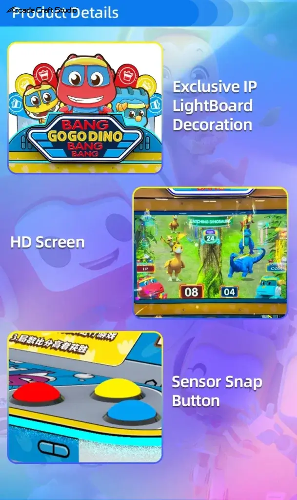 Dino Quick Press Video Arcade Ticket Game