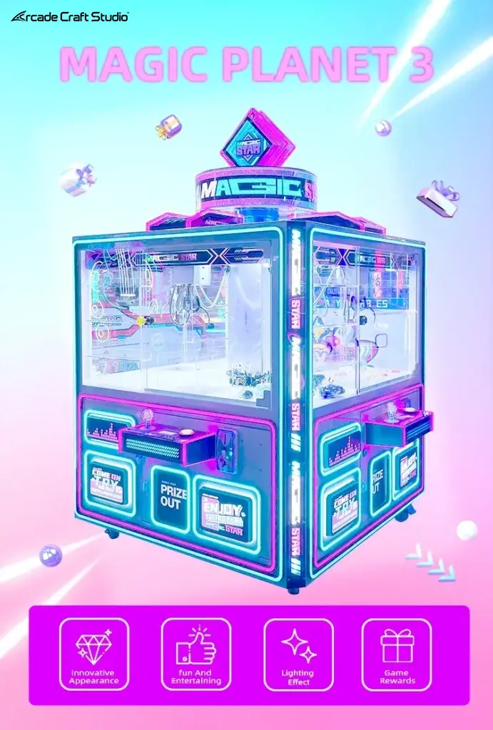 4 Players Magic Star Arcade Crane Claw Machine