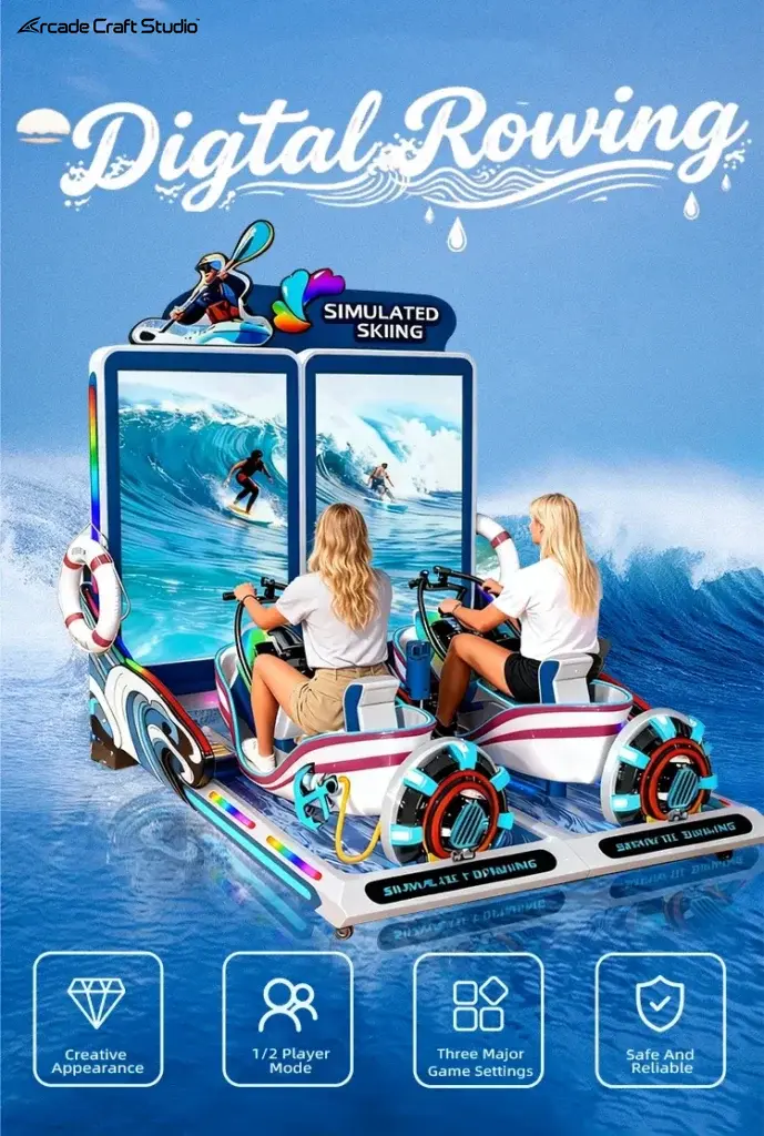 Digital Rowing 2 Players Indoor Rowing Machine Simulator