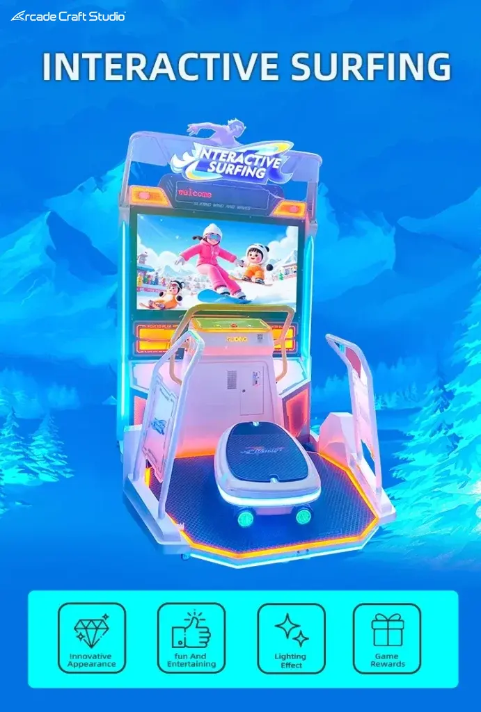 Interactive Surfing Coin Operated Surf Arcade Machine