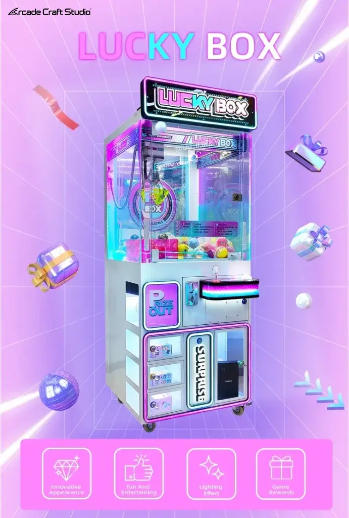 Lucky Box Gachapon Claw Crane Machine Prize Ticket Game
