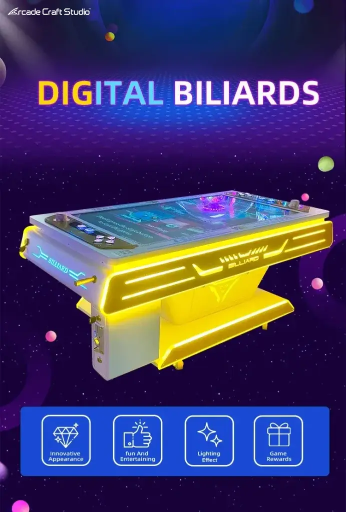2 Players Pool Table Video Game Arcade Machine