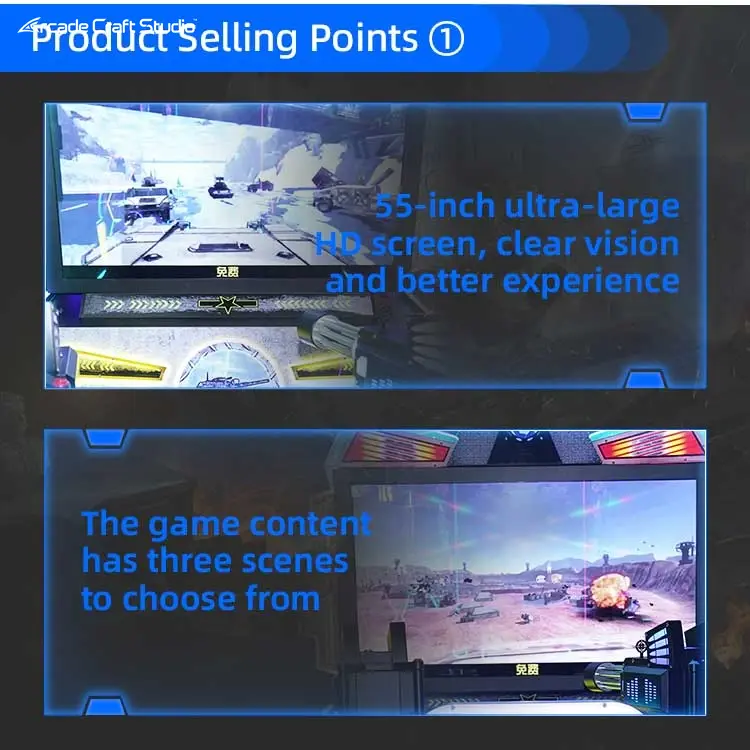 Crazy Tank 2 Players Tank Arcade Shooting Arcade Game Machine