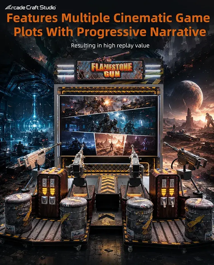Flamestone Gun 4 Players Shooting Arcade Machine