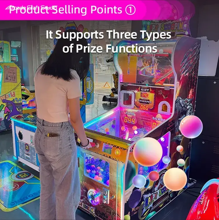 Happy Scooping Catching Ball Ticket Game Machine