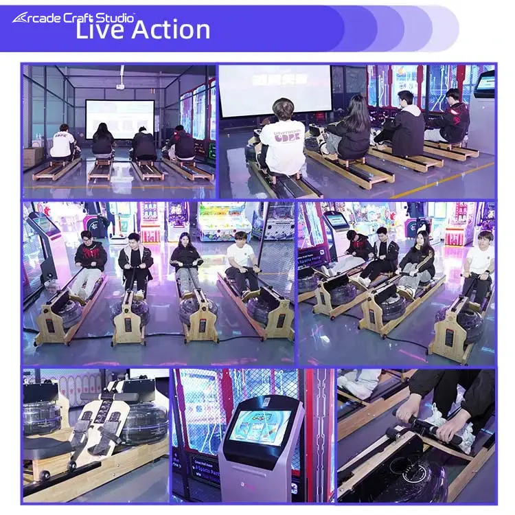 4 Players Projected Interactive AR Rowing Simulator