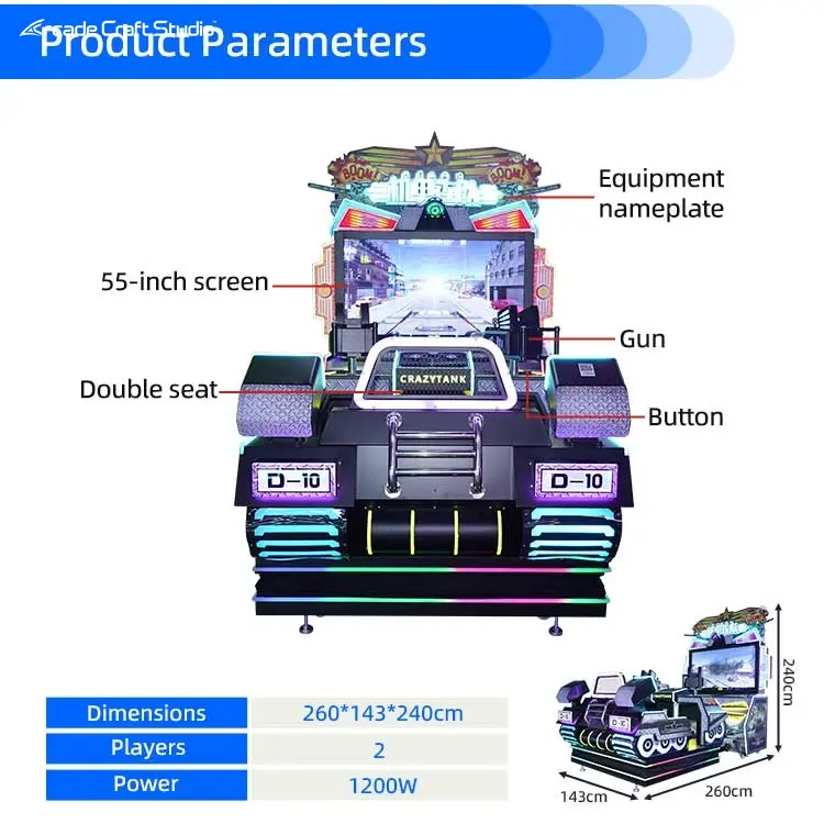 Crazy Tank 2 Players Tank Arcade Shooting Arcade Game Machine