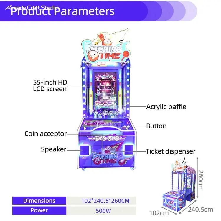 Pitching Time Ball Toss Arcade Game Ticket Game Machine
