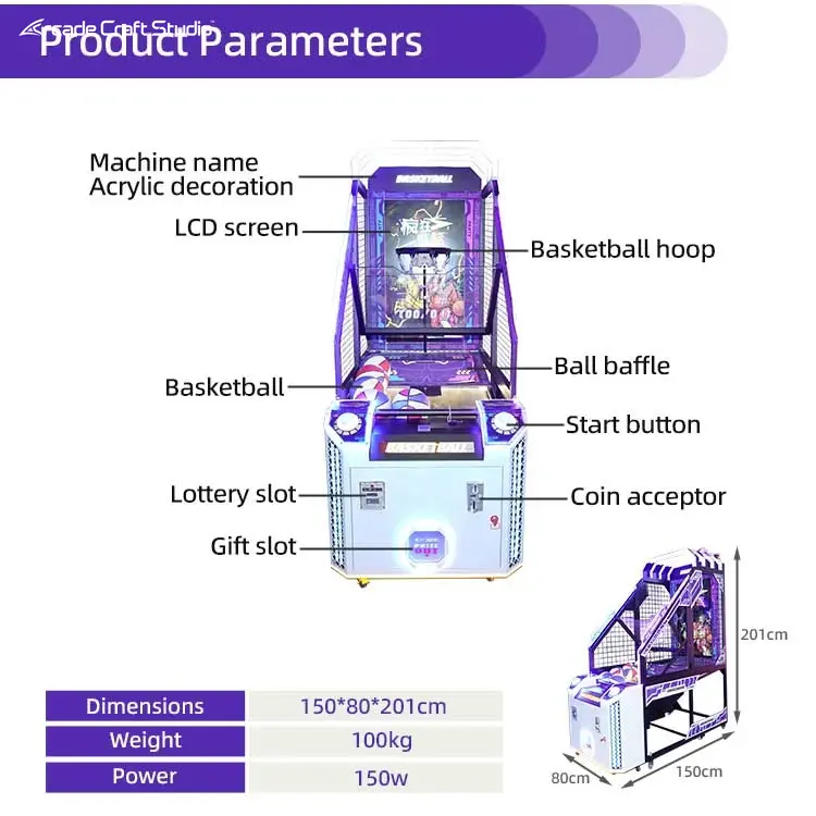 Surprise Coin Operated Basketball Machine With LCD Screen