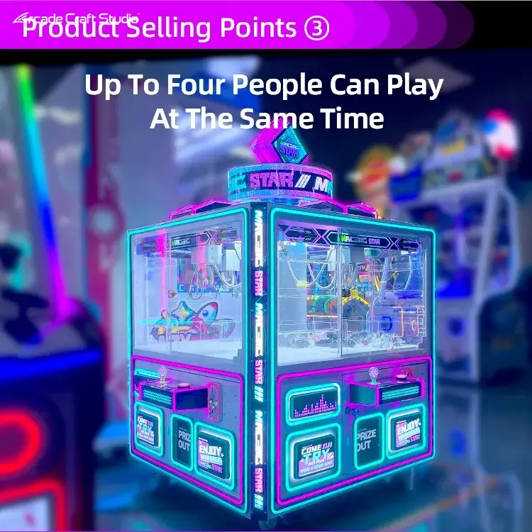 4 Players Magic Star Arcade Crane Claw Machine