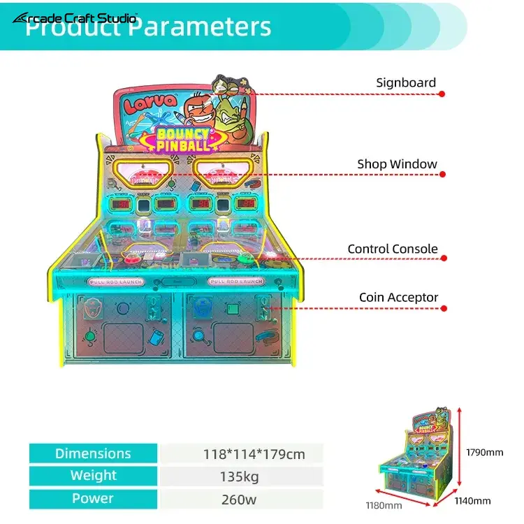 Cartoon Bug Bouncy Pinball Ticket Game Machine