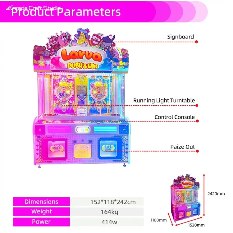 Cartoon Bug Marble Pusher Game Prize Game Machine
