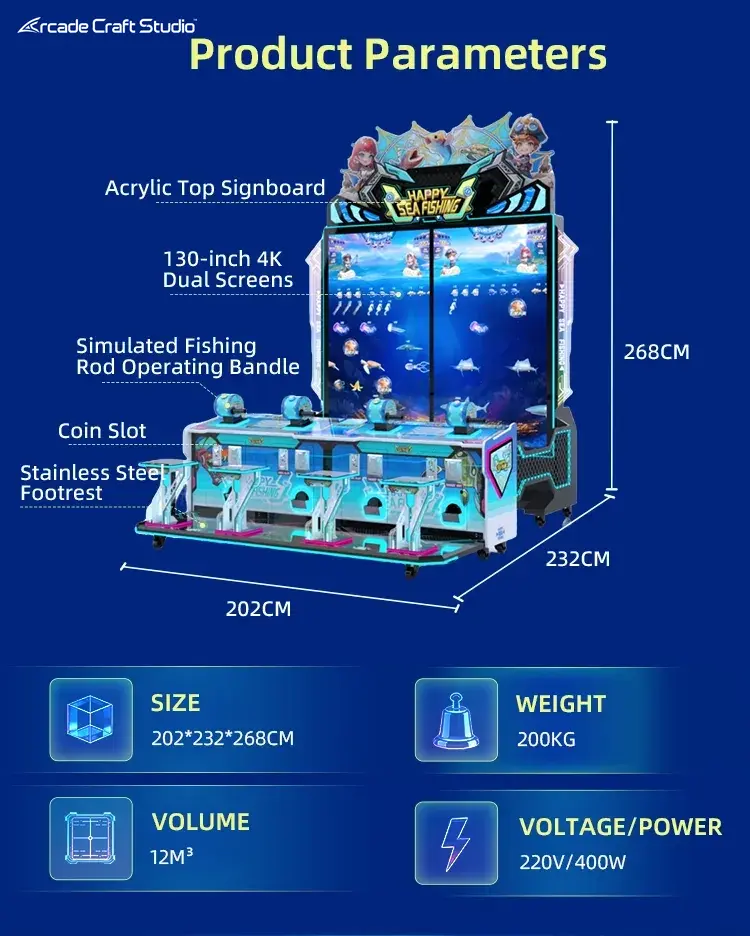 Happy Sea Fishing 4 Players Arcade Fishing Game Machine