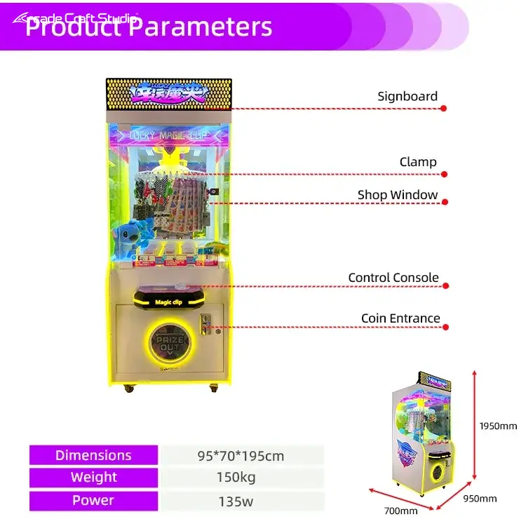 Lucky Magic Clip Prize Machine Ticket Arcade Games