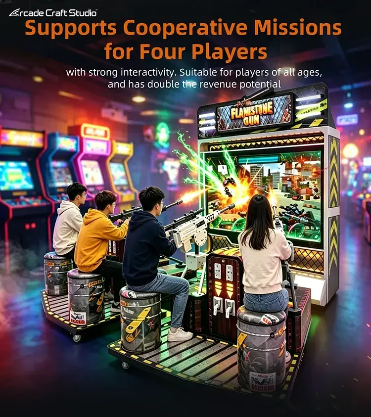 Flamestone Gun 4 Players Shooting Arcade Machine