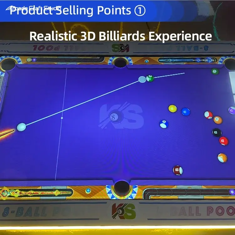 2 Players Pool Table Video Game Arcade Machine