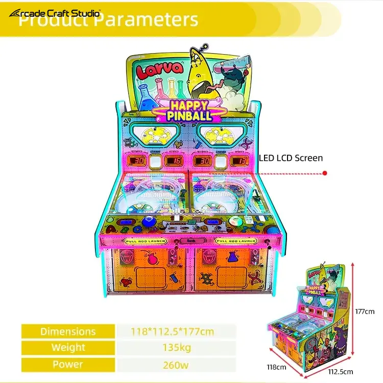 Happy Pinball 2 Players Ticket Game Machine