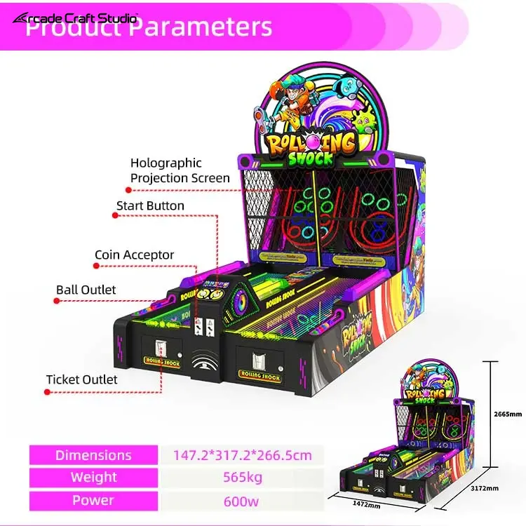 Rolling Shock 2 Players Skee Ball Arcade Machine