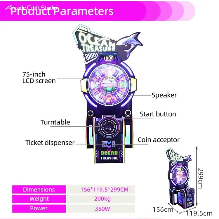 Ocean Treasure Arcade Spinner Wheel Ticket Arcade Games