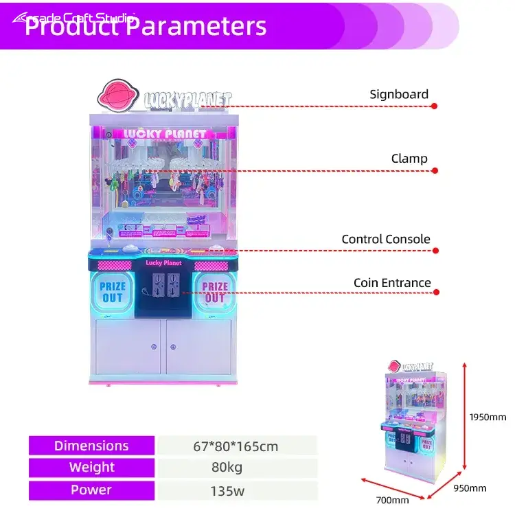 Lucky Planet Coin Operated Prize Ticket Machine