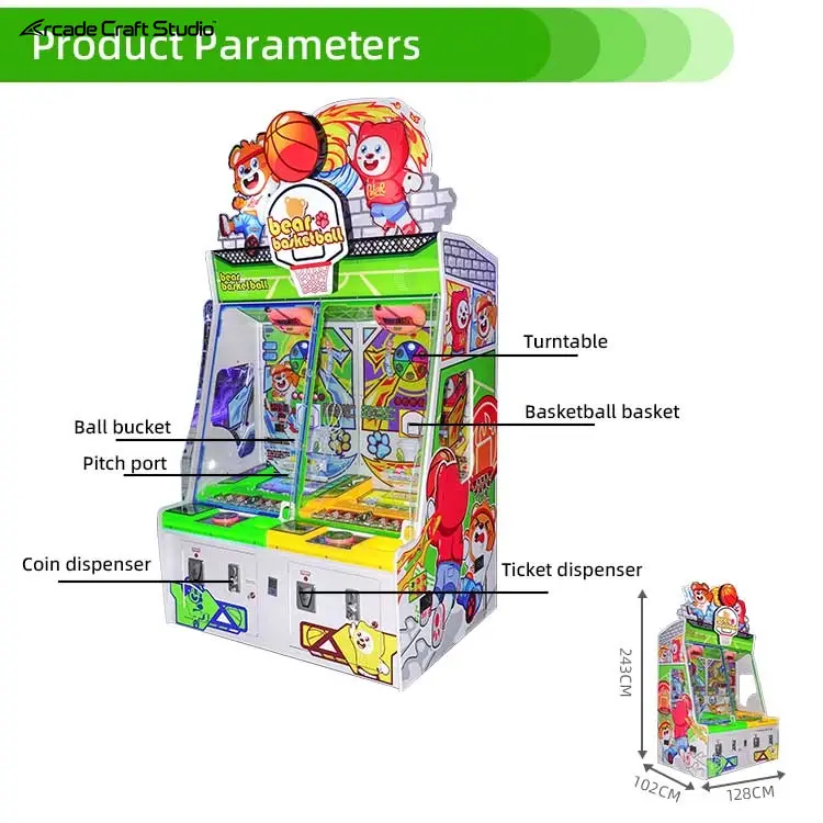 Bear Basketball Kids Ball Shooting Arcade Game