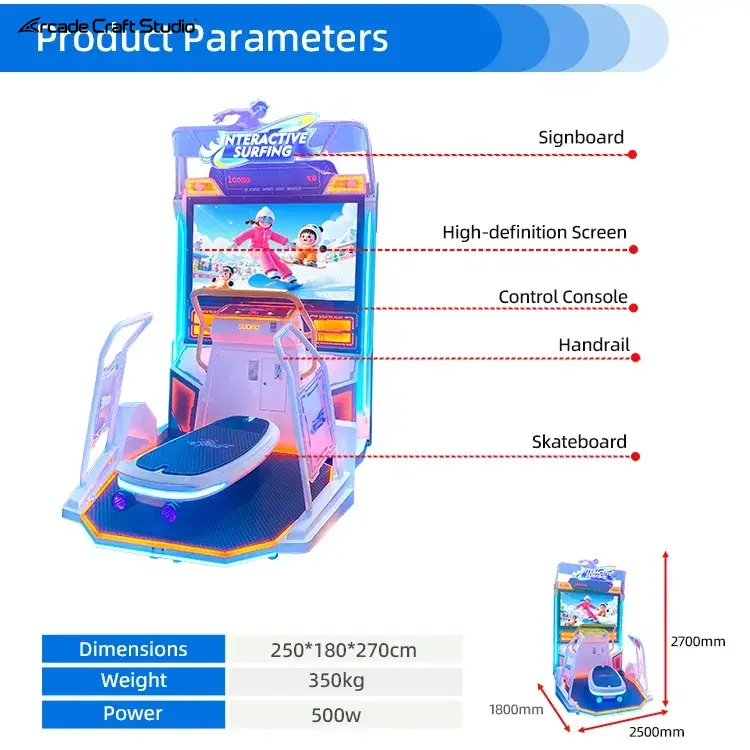 Interactive Surfing Coin Operated Surf Arcade Machine