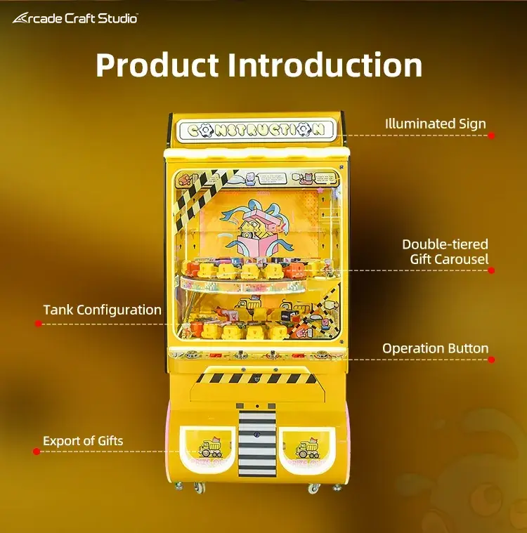 Construction 2 Players Toy Truck Prize Game Machine