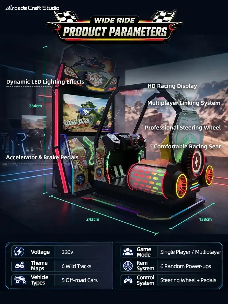 Wide Ride Arcade Car Racing Machine