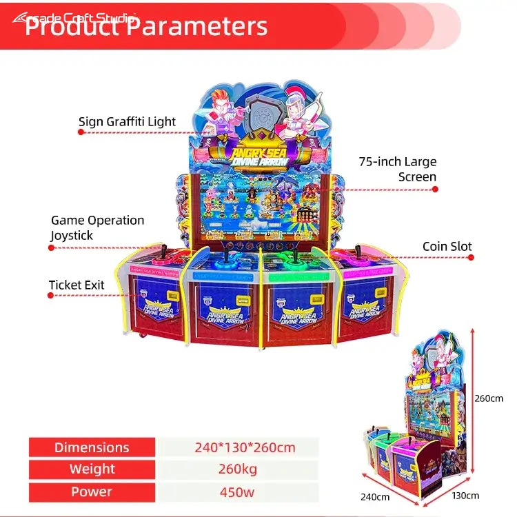 Angry Sea Divine Arrow 4 Player Arcade Ticket Game