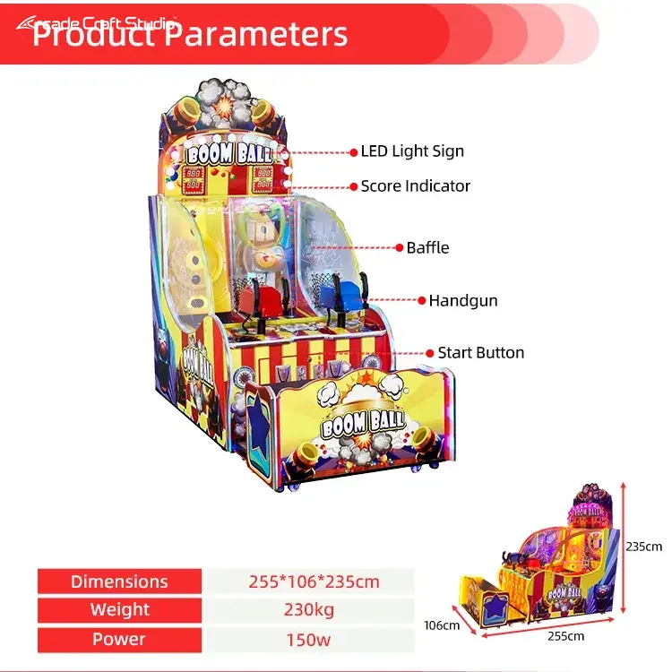 Boom Ball Shooting Arcade Ticket Game Machine