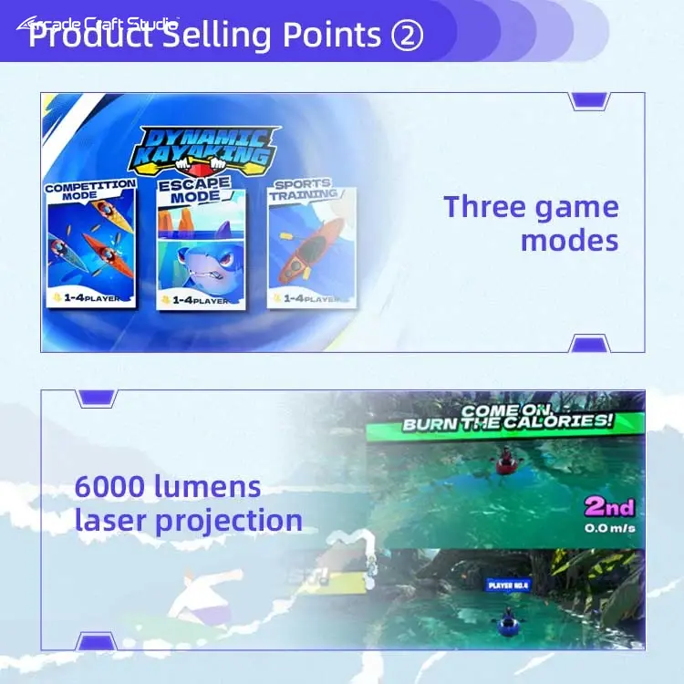4 Players Projected Interactive AR Rowing Simulator